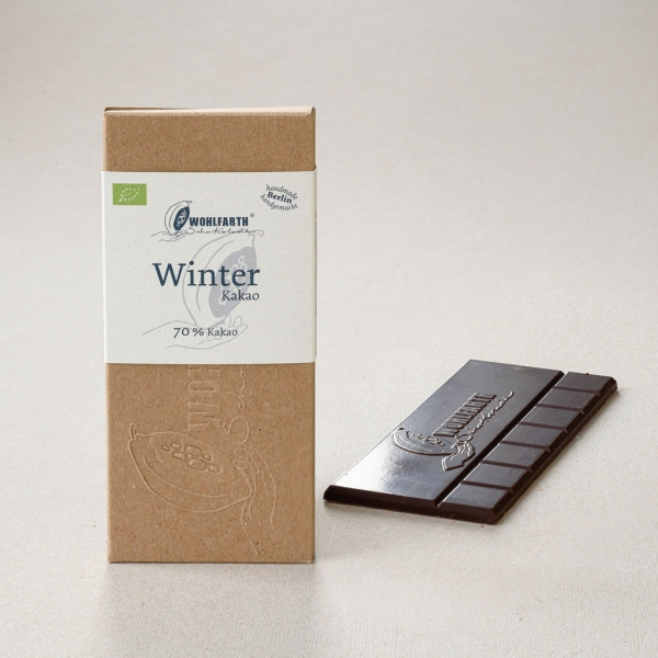 zur Winterzeit eine klassische dunkle Schokolade von Wohlfarth Schokolade aus Berlin mit einer abgerundeten Gewürzmischung